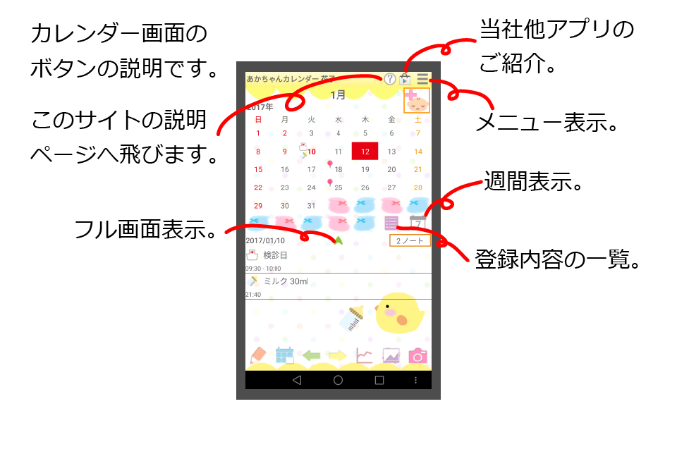 赤ちゃんカレンダー Androidアプリ開発 大阪 株式会社galleryapp